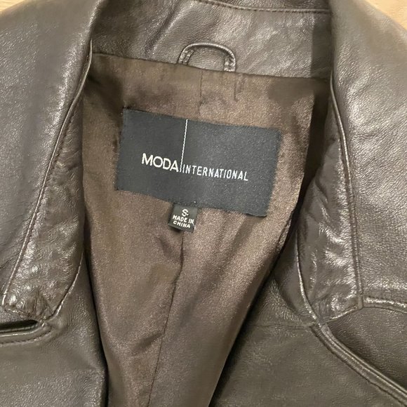 Moda International Brown Genuine Leather Jacket - Picture 3 of 6